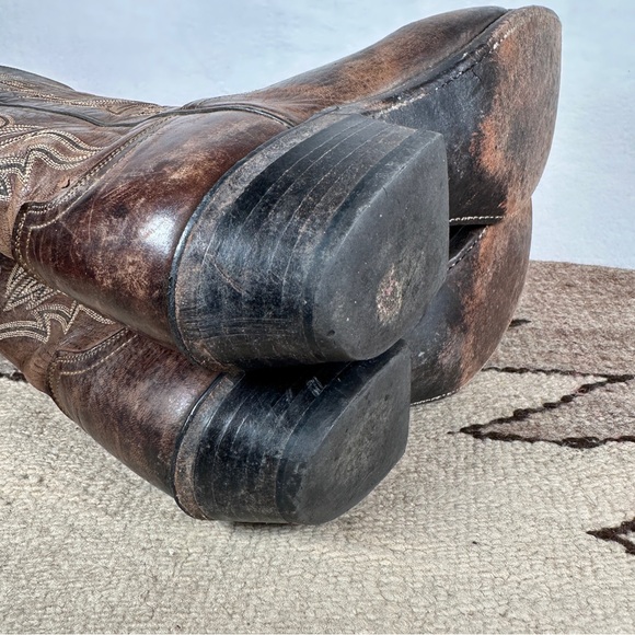 Lucchese Savannah dark Brown Western Boots cowboy cowgirl pointed toe leather - Picture 5 of 14